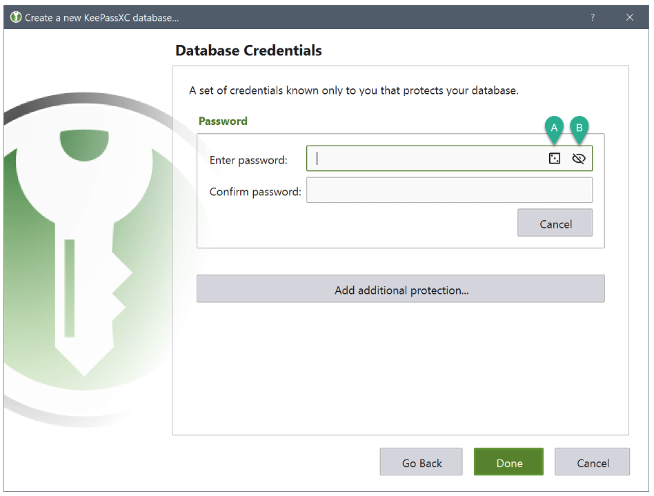 Figure 8. Create database – Database credentials